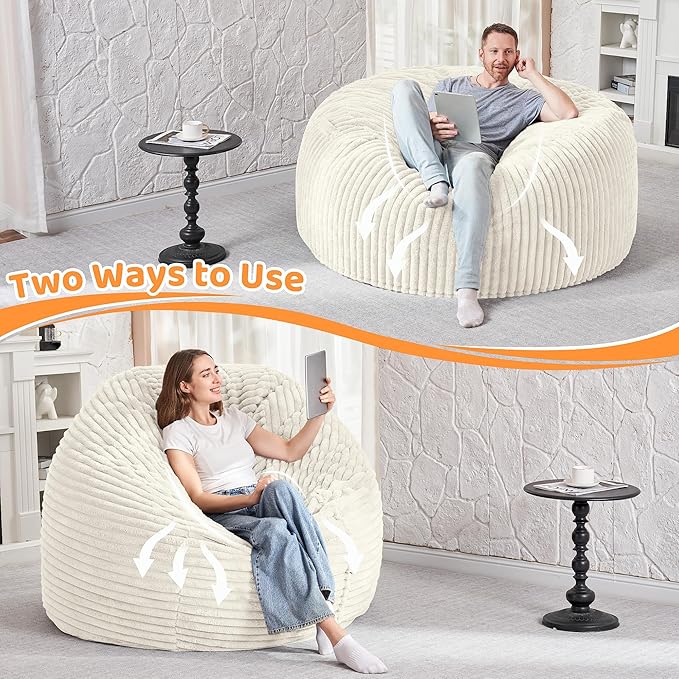 HABUTWAY 5FT Bean Bag Chair, Memory Foam Beanbag Chair - Image 6