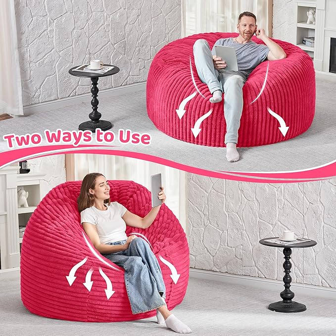 HABUTWAY 5FT Bean Bag Chair, Memory Foam Beanbag Chair - Image 6