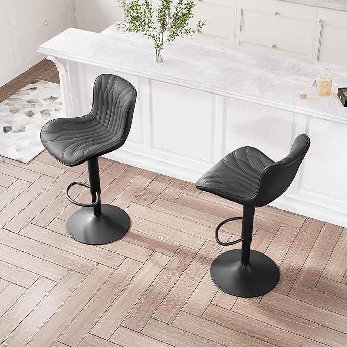 YOUNIKE Single Black Bar Stools Modern Swivel Counter Height Bar Chair - Image 6