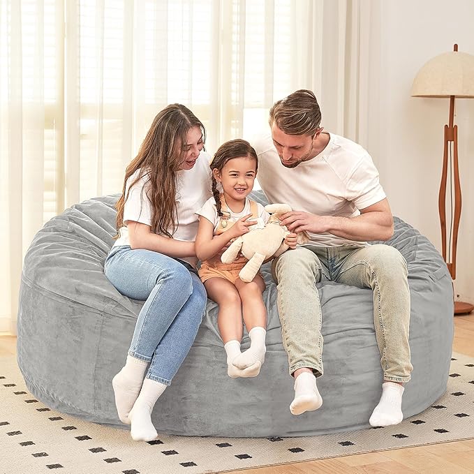 HABUTWAY Bean Bag Chair: Giant 6' Memory Foam Furniture Bean Bag Chair - 6Ft - Image 2