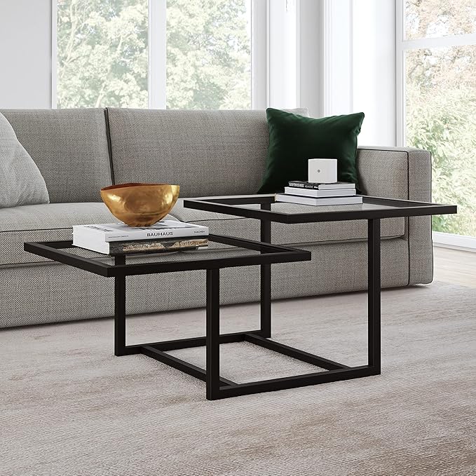 Henn&Hart 43" Wide Square Coffee Table in Blackened Bronze, Modern coffee tables - Image 6