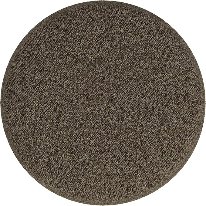 HomePop Upholstered Round Ottoman Home Décor | Round Pouf Foot Rest – Dark - Image 5