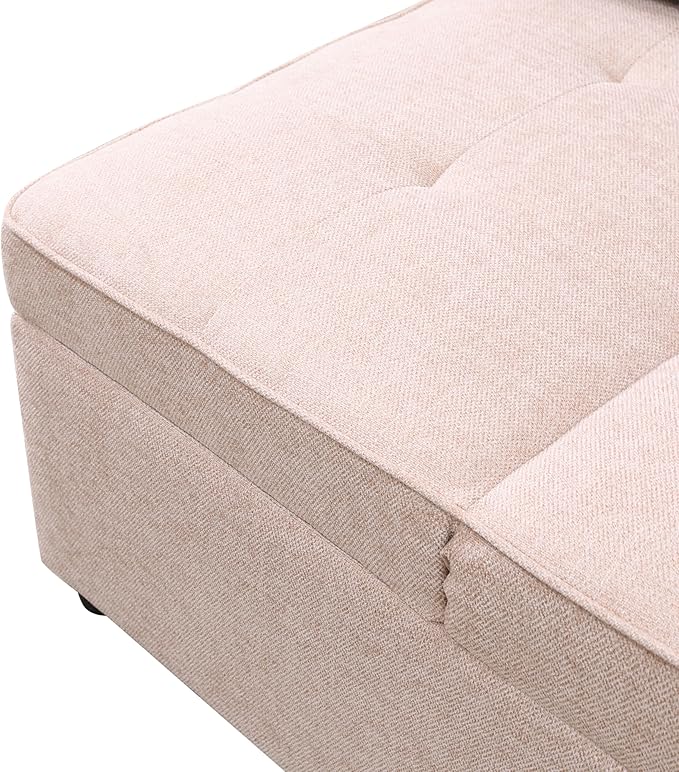 Sleeper Sofa, 4-in-1 Convertible Ottoman Couch Bed, Modern Sackcloth Futon Sofa - Image 6