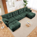 Modern Chenille Fabric 4-Seat Sofa w/Two Ottoman+2 Pillows, Premium Upholstery by FAVSH