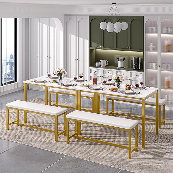 VECELO 3-Piece 63" Extendable Kitchen Table - Image 6