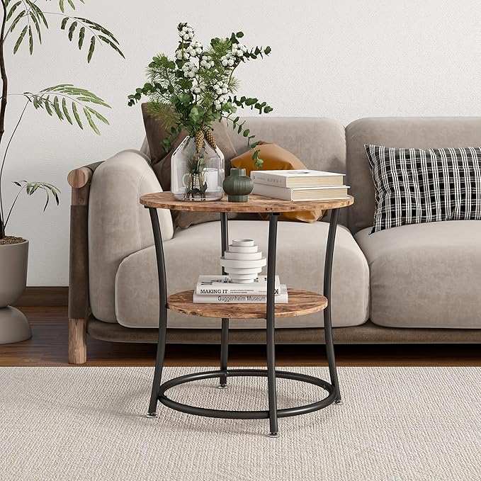 BOFENG Round Coffee Table Side Table, Round End Table - Image 3