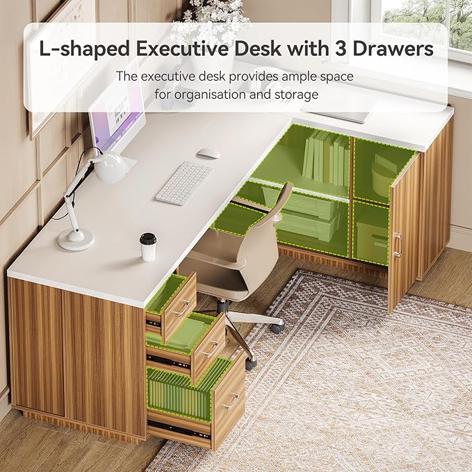 LITTLE TREE 87-Inch Modern Executive Desk - Image 7