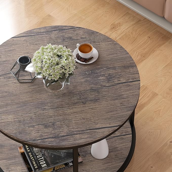 NSdirect Round Coffee Table, 25.6" Small Coffee Table - Image 5