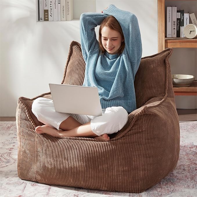 Giant Bean Bag Chair Sofa for Adults Teens, Comfy Corduroy Large Bean Bag Chairs by Ebenchico