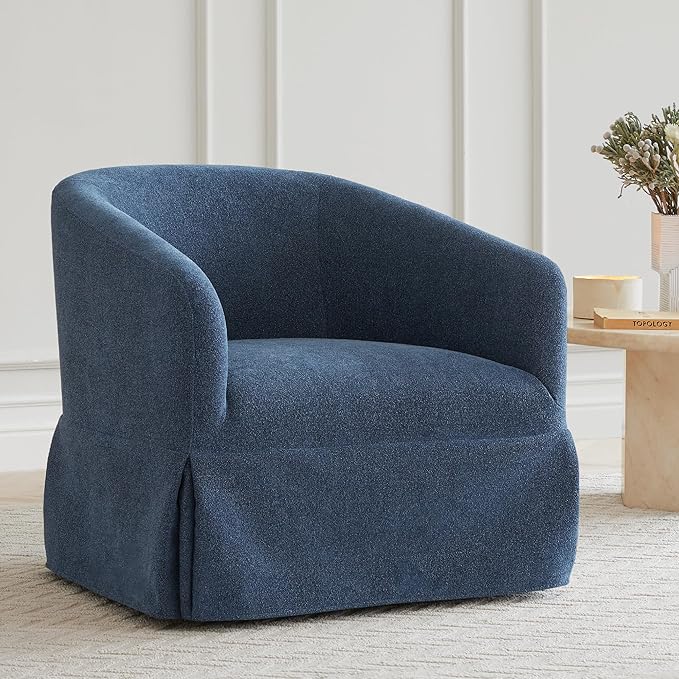 Swivel Accent Chair, 360 Degree Performance Fabric Armchair Modern Barrel by Kislot