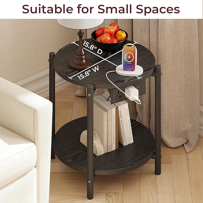 LIKIMIO Small Round End Tables Set of 2 - Image 5