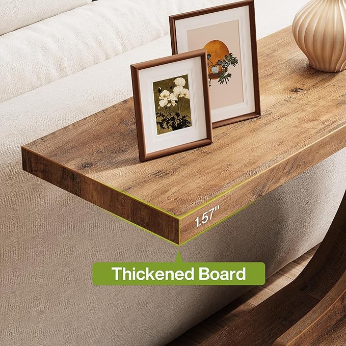 LITTLE TREE 43.3 Inches Farmhouse Console Table, 2-Tier C-Shaped Sofa Table - Image 10