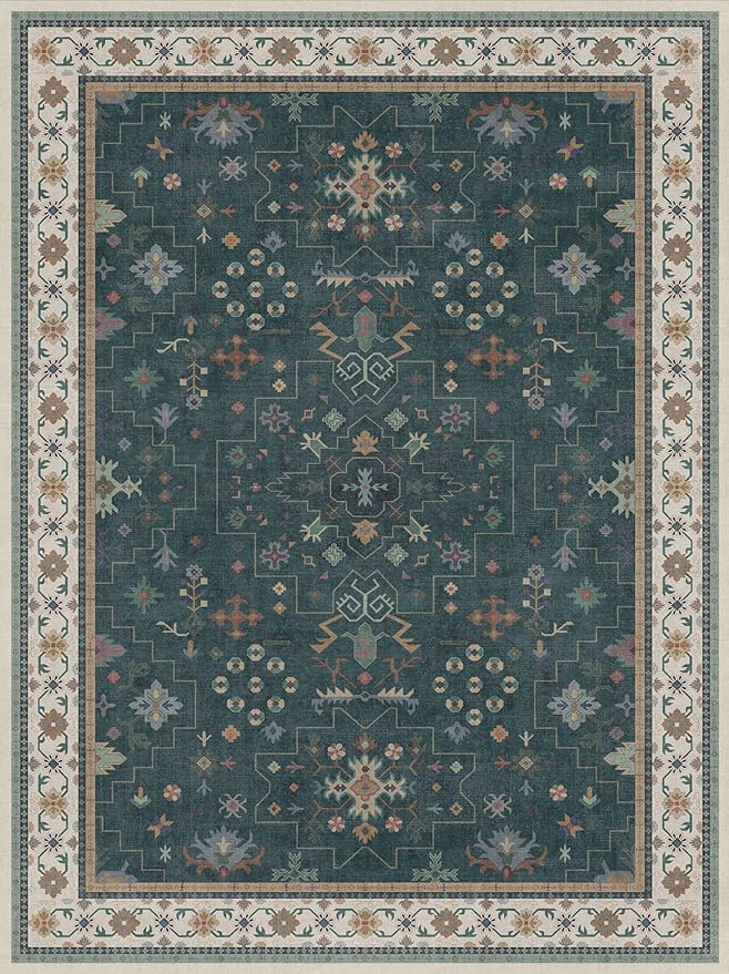 Dark Green Vintage Living Room Rug 9x12 - Image 2