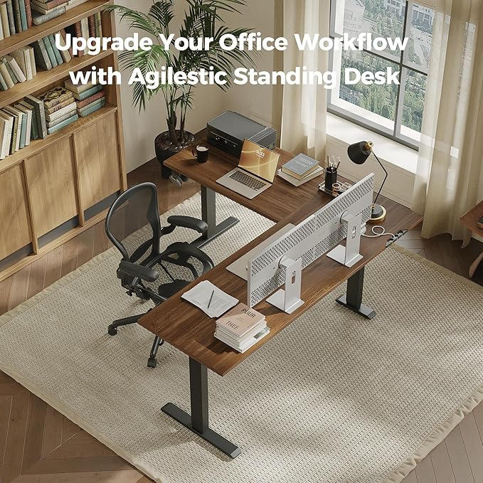 Agilestic 63 x 55 Inch L Shaped Standing Desk Adjustable Height, Corner - Image 3