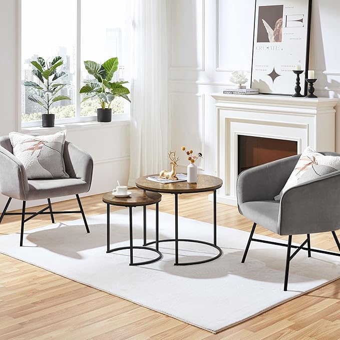 Yaheetech Nesting Coffee Table, Round Coffee Table - Image 4