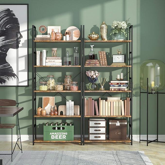 NUMENN 5 Tier Bookshelf, Tall Bookcase Shelf Storage Organizer, Modern Book - Image 2