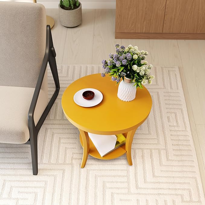 Roundhill Furniture Perth Contemporary Round End Table - Image 3