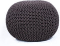 FRELISH DECOR Round Pouf Ottoman Hand Knitted 100% Cotton Pouf Foot Stool by FernishDecor