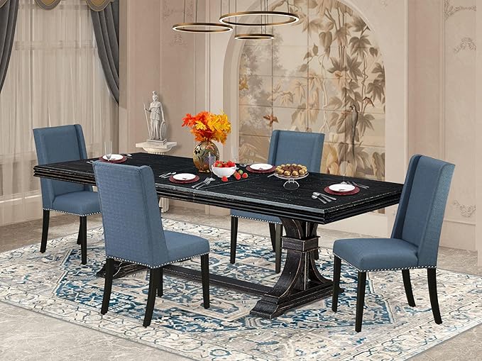 NEFL5-SBB-21-5-Piece Kitchen Dining Set Consists of a Dining Table and 4 by LuxebyEastWestFurniture
