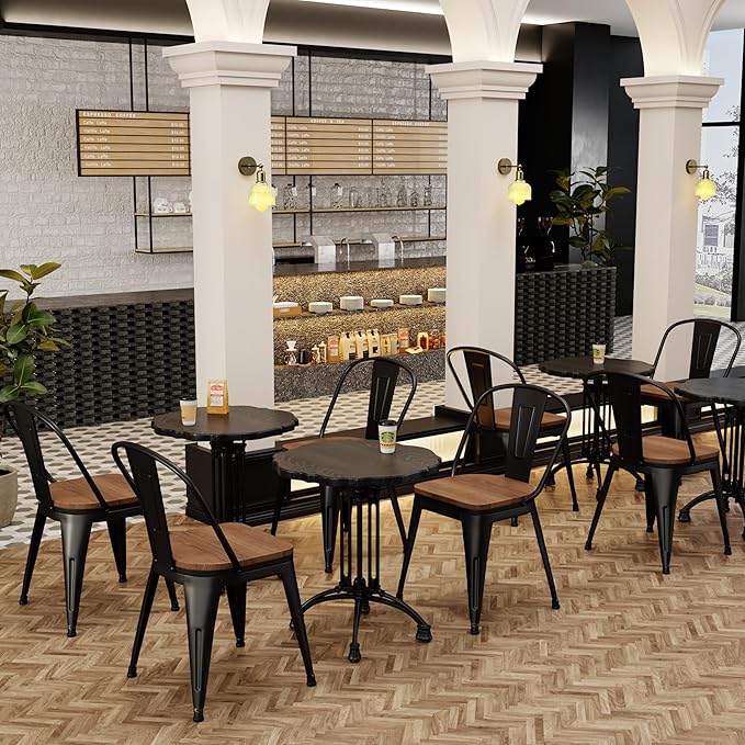 18 Inch Metal Dining Chairs, Arlunar Farmhouse Chairs Set of 4 Black Dining - Image 5