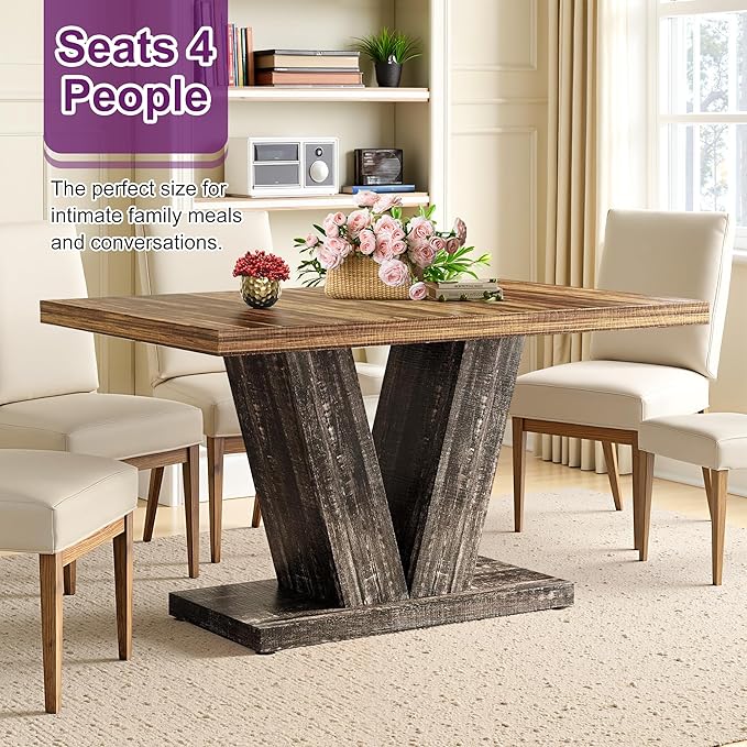 47" Dining Table, Wooden Kitchen Dinner Table Heavy Duty, Farmhouse Table - Image 3