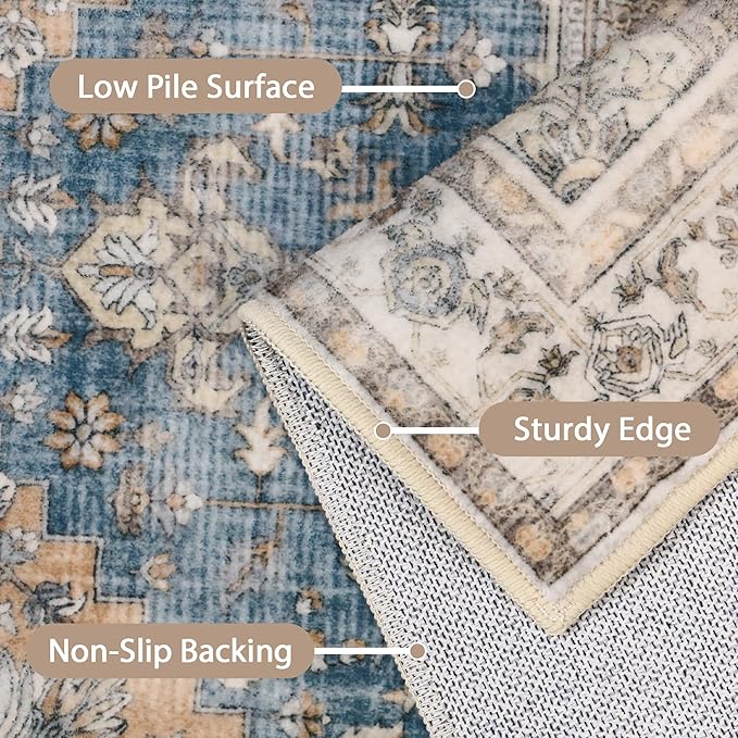 GENIMO 2x12 Runner Rugs for Hallway, Machine Washable Non Slip Vintage Rugs - Image 4