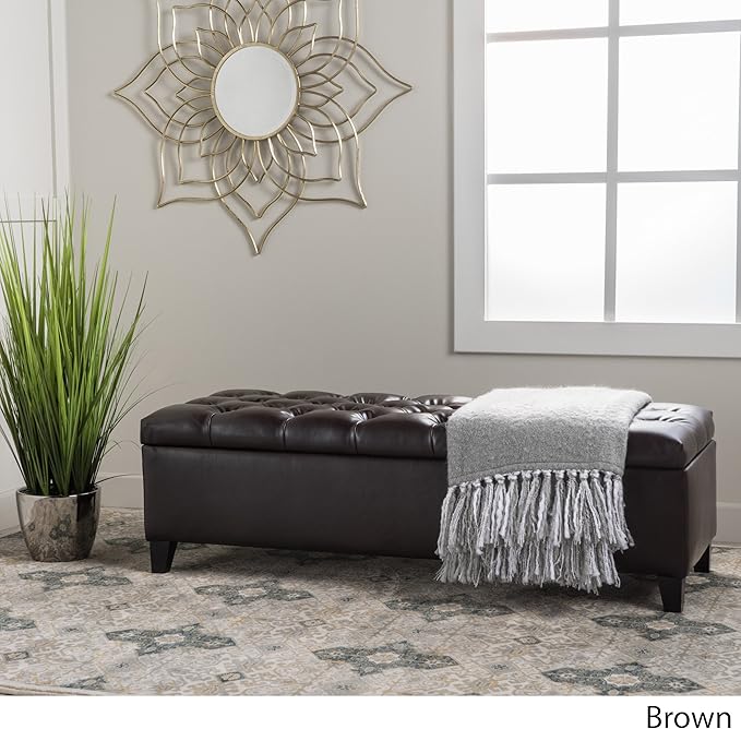 Christopher Knight Home Ottilie Leather Storage Ottoman - Image 2