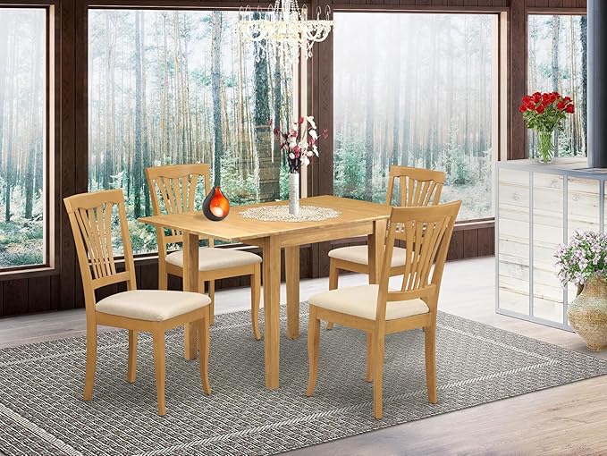 East West Furniture NDAV5-OAK-C 5 Piece Modern Dining Table Set Includes a - Image 2