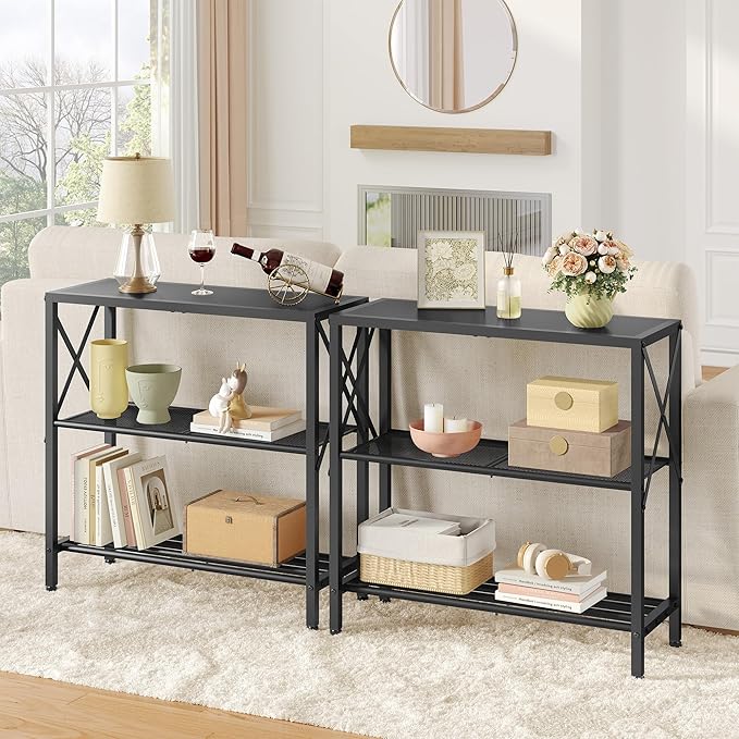 Hoctieon Industrial Console Table, 3-Tier Entryway Table, Metal Frame, Sofa - Image 7