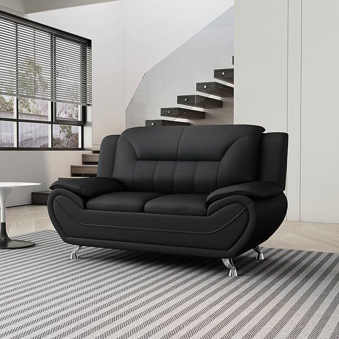 Container Furniture Direct Michael Modern Faux Leather Upholstered Stainless - Image 9