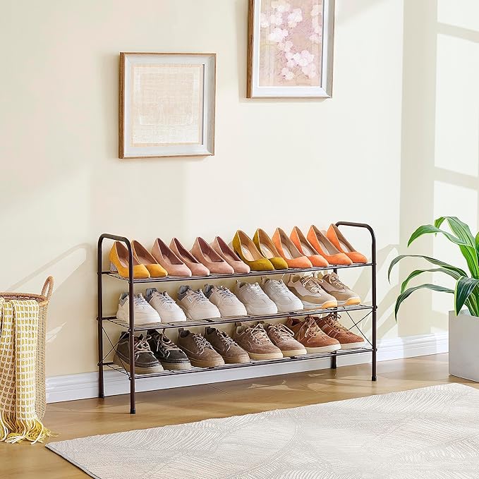 Hoctieon 3 Tier Mesh Style Shoe Rack, Entryway Shoe Shelf, Shoe Storage - Image 8