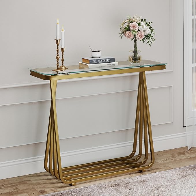 OIOG Glass Console Table for Entryway, Modern Entrance Table - Image 4