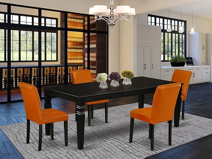 East West Furniture LGAB5-BLK-61 5 Piece Dinette Set Includes a Rectangle - Image 2