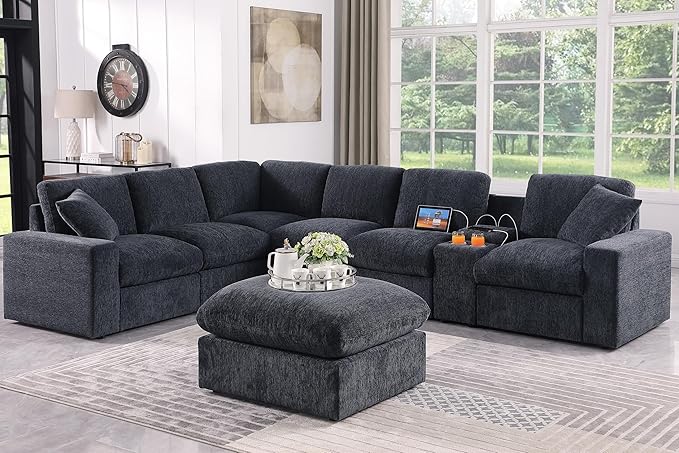 127" Modular Sectional Sofa, Modern Oversized Cloud Couch by Unknown