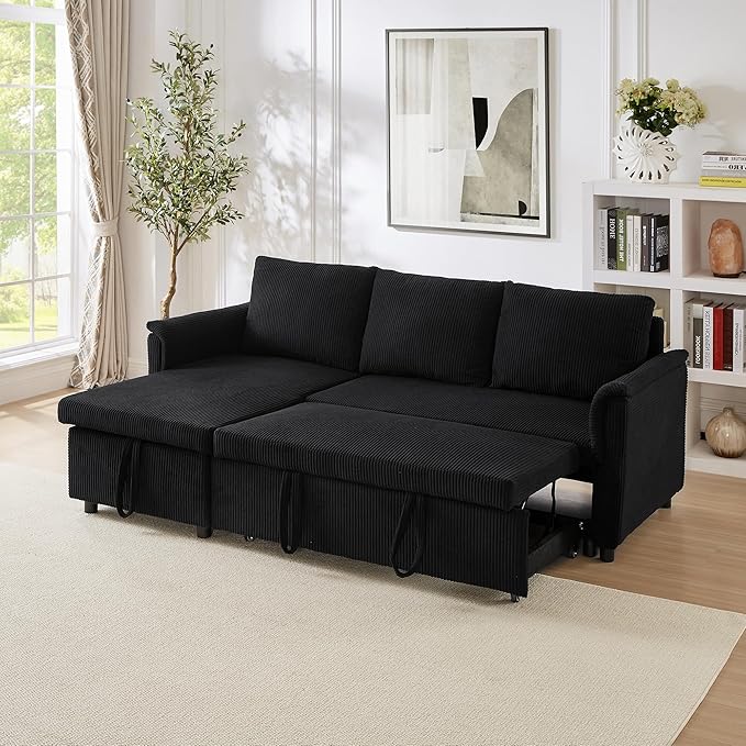 Ball & Cast L-Shape Reversible Sectional Sleeper Sofa Bed 4 in 1 Pull Out Couch - Image 3