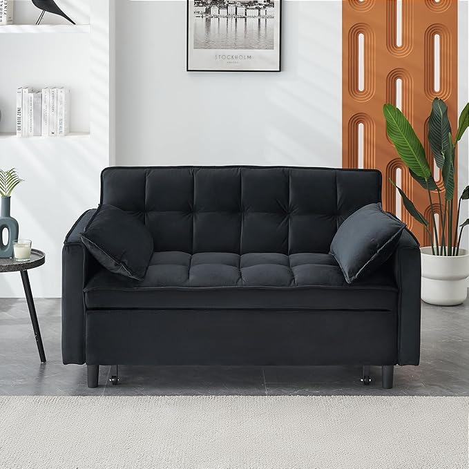 Ball & Cast 55" Convertible Sleeper Sofa Bed, Convertible Pull Out Couch - Image 3