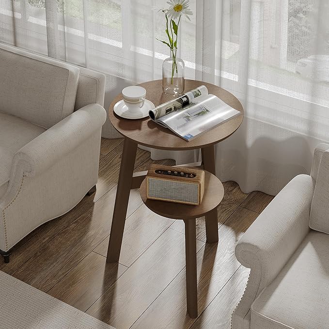 ChooChoo Round End Table for Small Spaces, Narrow Side Table, Accent Table - Image 4