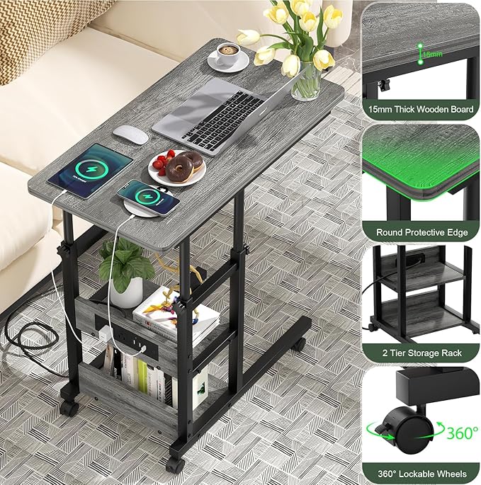C Shaped End Table Height Adjustable - Image 5