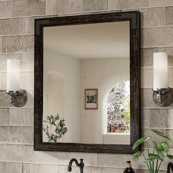 TETOTE 24 x 32 Black Wood Framed Mirror by TETOTE
