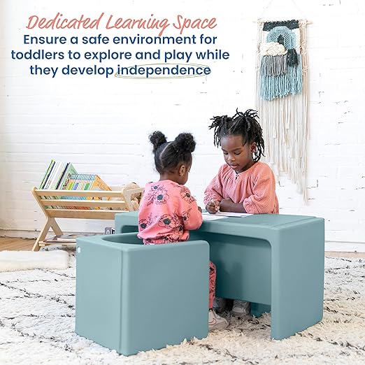 ECR4Kids Tri-Me Table and Cube Chair Set, Powder Blue - Image 3