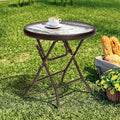 Foldable Side Table with Tempered Glass Top 18" Outdoor Folding Side Table by PATIOHIT