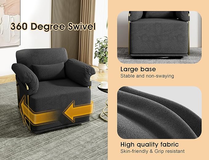 KEIKI Modern Comfy Swivel Accent Reading Chair - Image 7