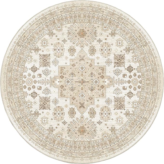 zesthome 8ft Round Rugs for Living Room, Non-Slip Washable Round Area Rugs - Image 2