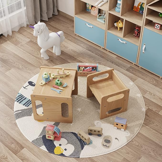 Montessori Weaning Table and Chair Set, Real Hardwood, Desk - Image 2
