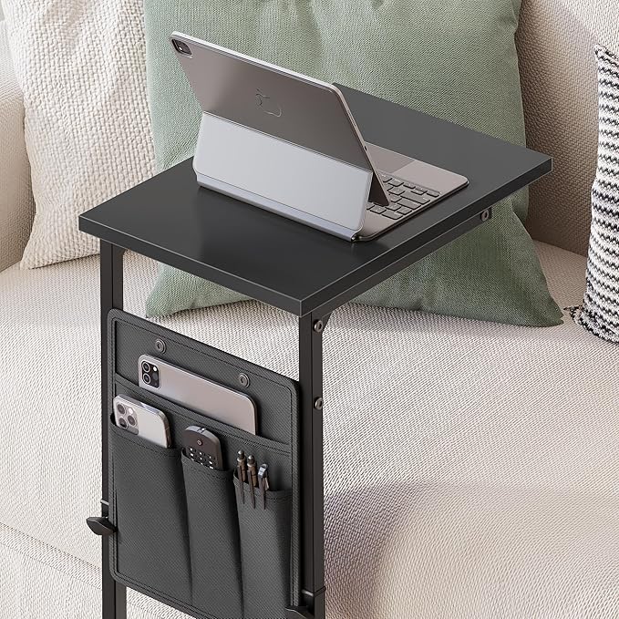 VAGUSICC C Shaped End Table, Adjustable Height Sofa Table Small Couch Side - Image 9