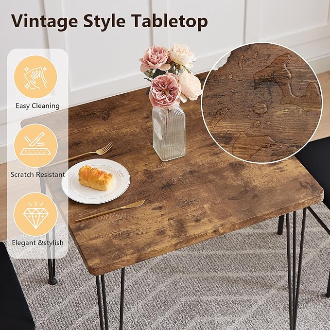 VECELO 3-Piece Dining Room Kitchen Table and Pu Cushion Chair Sets - Image 5