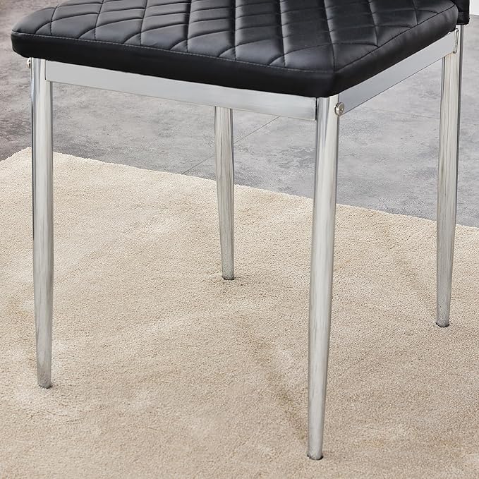Modern Minimalist Dining Chair Fireproof Leather Sprayed Metal Pipe Diamond - Image 6