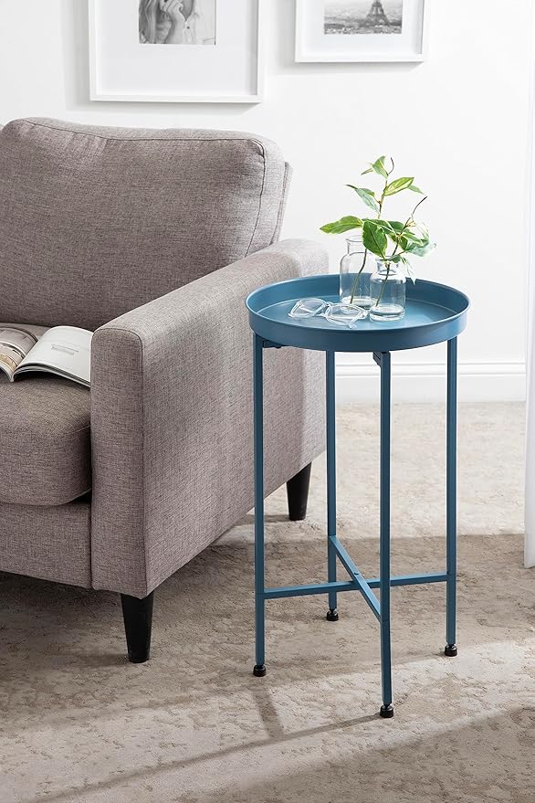 Kate and Laurel Celia Round Foldable Tray Accent Table - Image 2