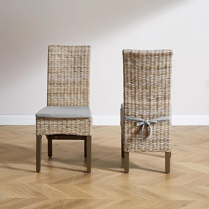 Crosley Furniture Edelyn Natural Rattan Dining Chairs Set of 2, Farmhouse - Image 6
