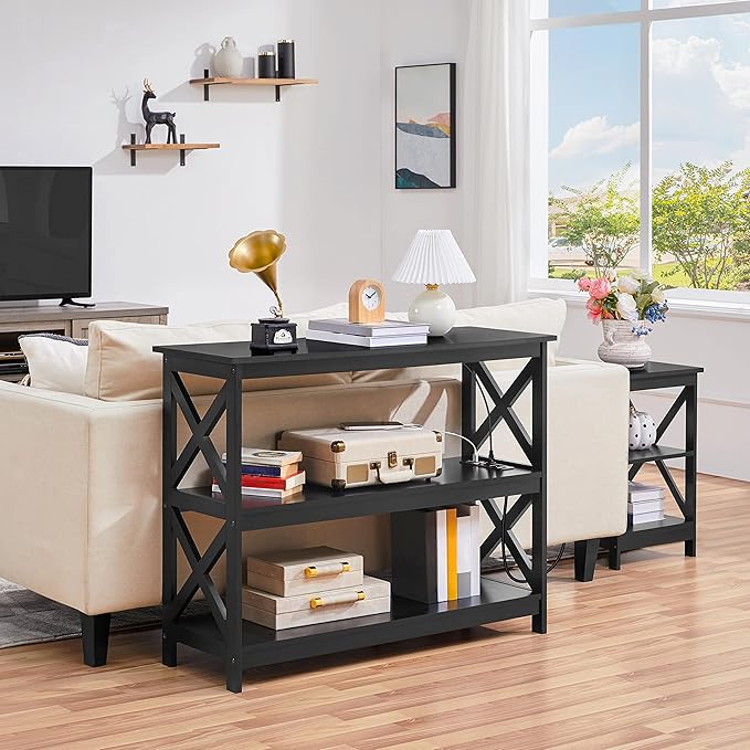Yaheetech Entryway Table with Storage Shelves, Console Table with Power Outlets - Image 4